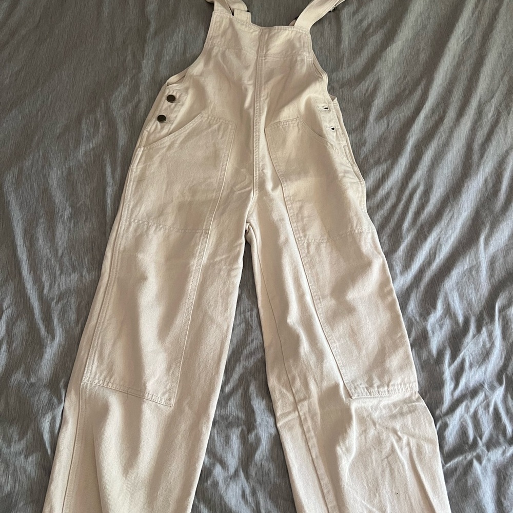 BDG Cream Denim Overalls Relaxed Fit